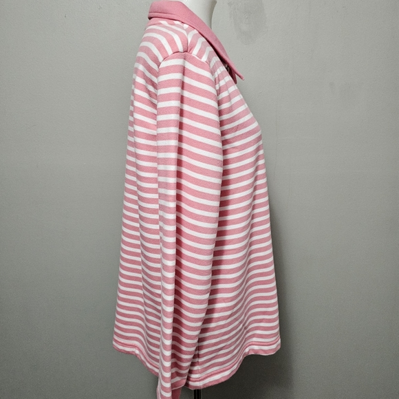 Lands End Pink & White ¼ Zip French Terry Pullover Size Large - Picture 4 of 9